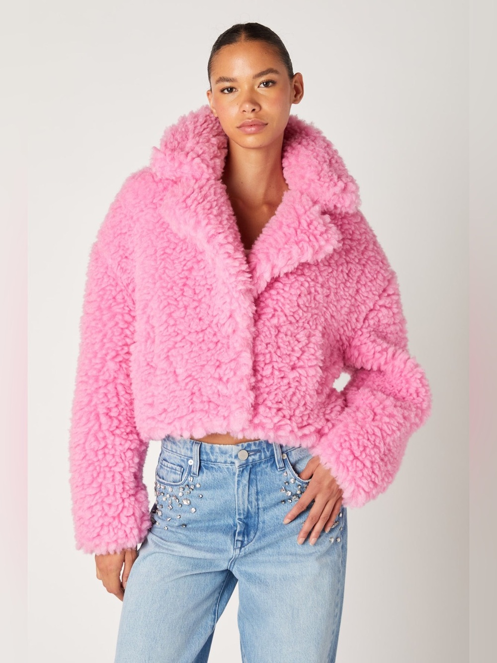 Blank NYC Faux Shearling Cropped Teddy Jacket